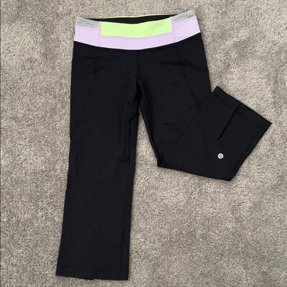 Lululemon Black Tadasana Slit Crop Leggings Size 4